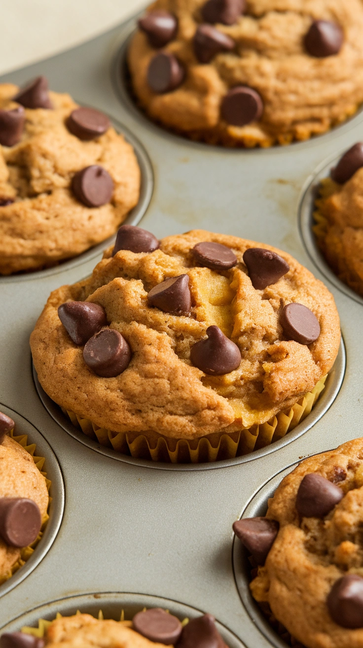 Cinnamon Applesauce Chocolate Chip Muffins