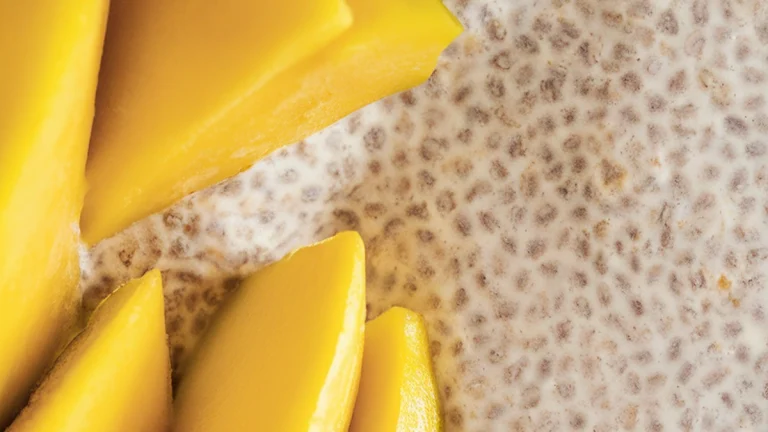 Coconut Chia Seed Pudding with Fresh Mango - Featured