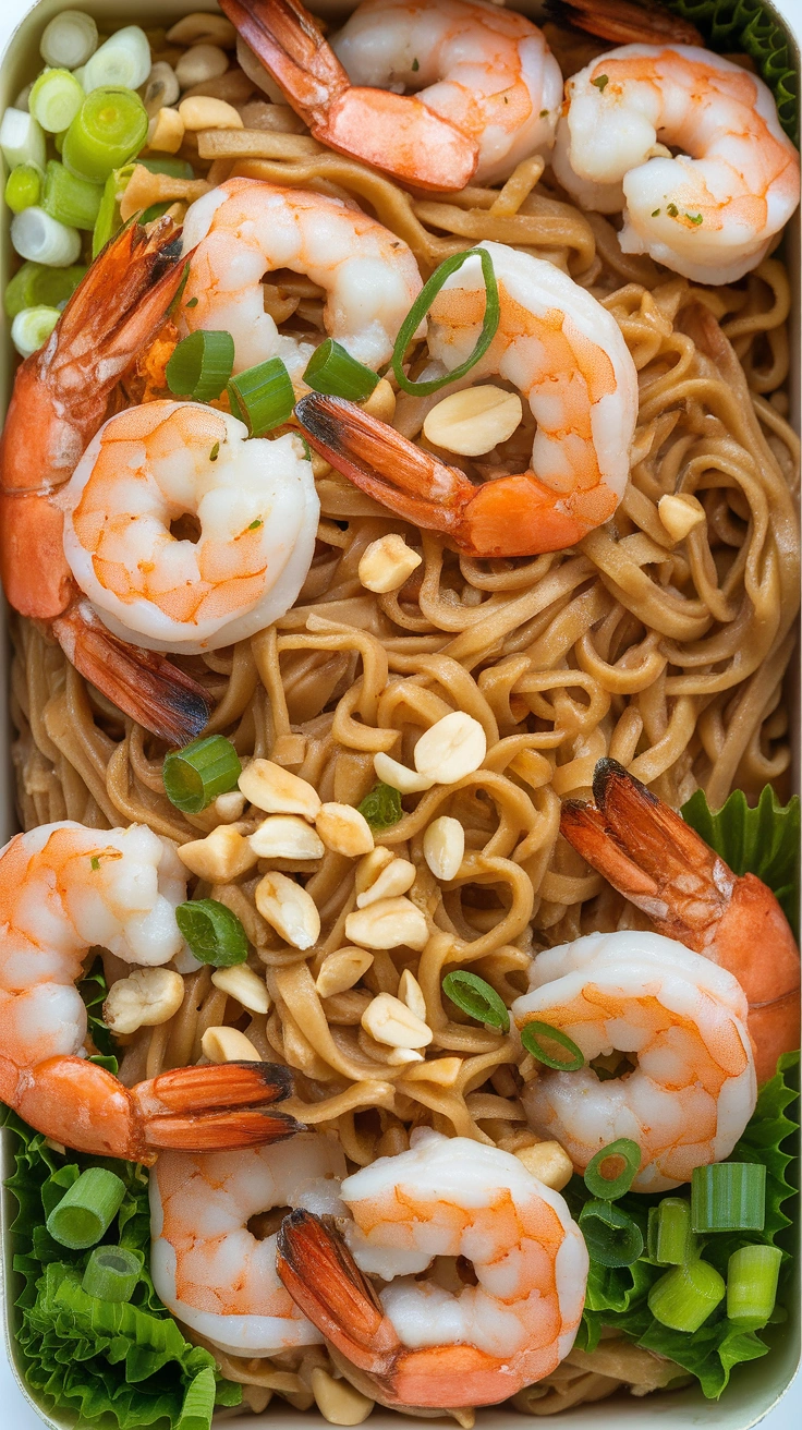 Cold Peanut Noodle and Shrimp Bento