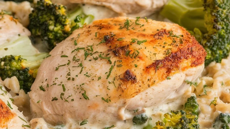 Creamy Broccoli and Brown Rice Chicken Bake - Featured