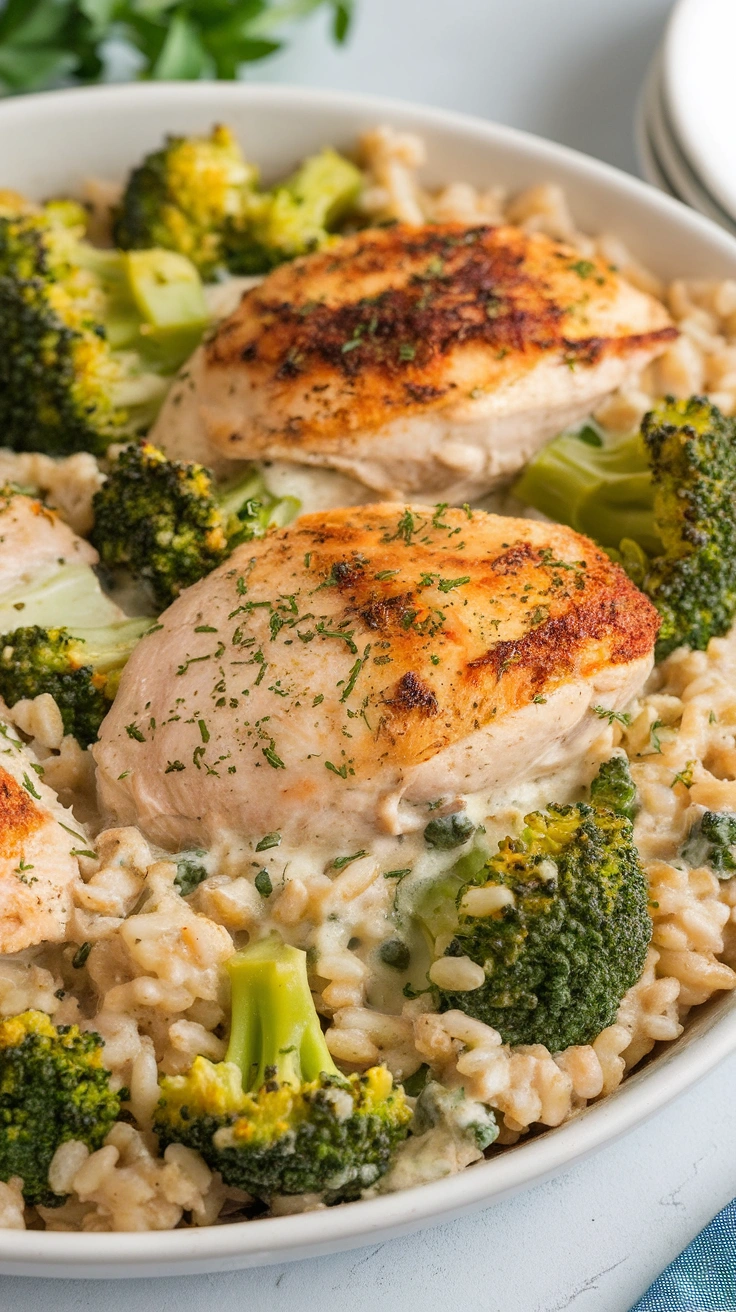 Creamy Broccoli and Brown Rice Chicken Bake