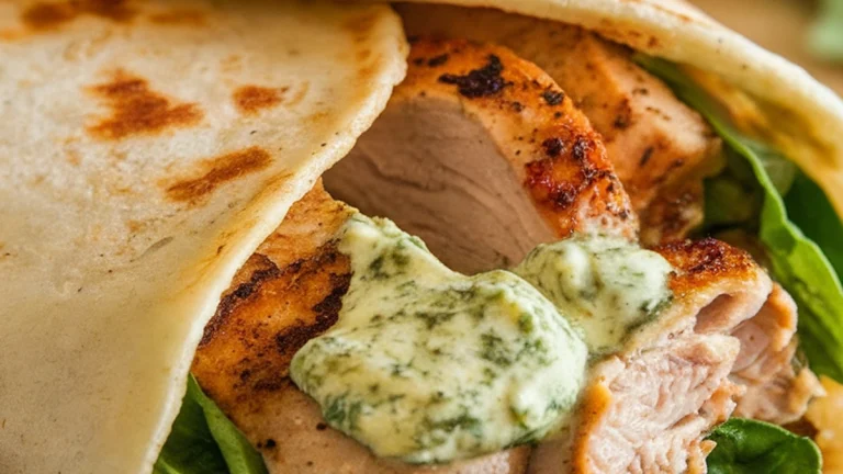 Creamy Pesto and Spinach Chicken Wrap - Featured