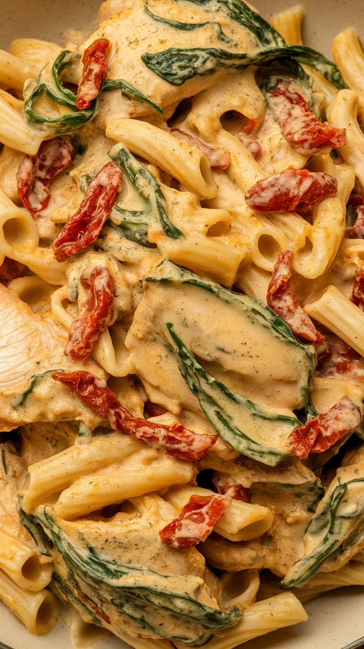 Creamy Spinach and Sun-Dried Tomato Chicken Pasta