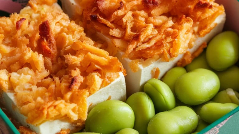 Crispy Baked Tofu and Edamame Bento - Featured