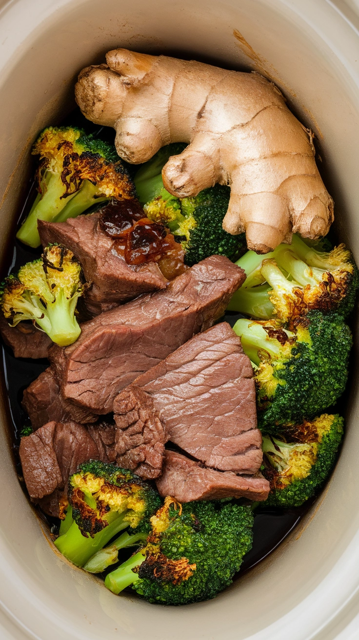Crock Pot Ginger Soy Beef and Broccoli