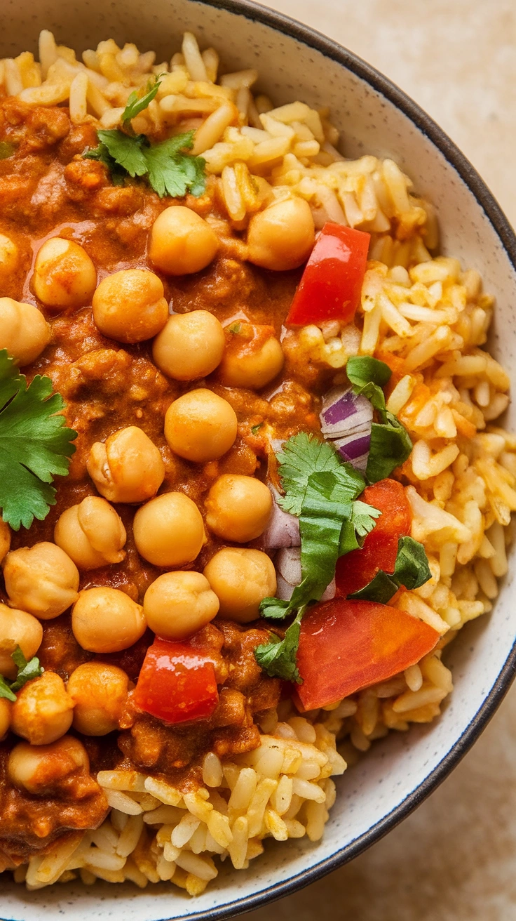 Curried Chana Masala Rice Bowl
