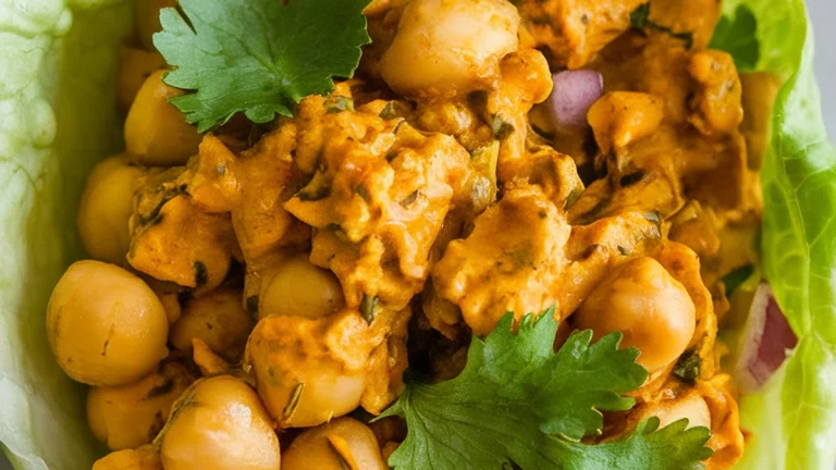 Curried Chickpea Salad Lettuce Wraps - Featured