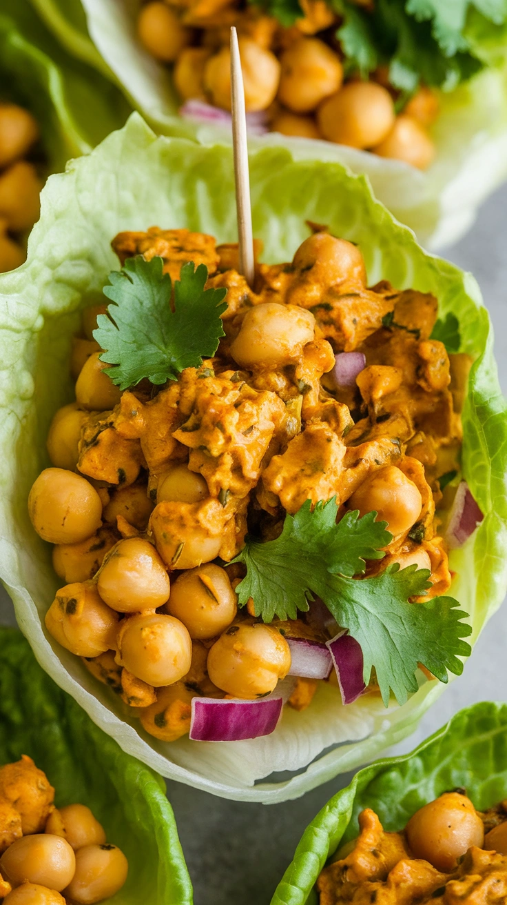 Curried Chickpea Salad Lettuce Wraps