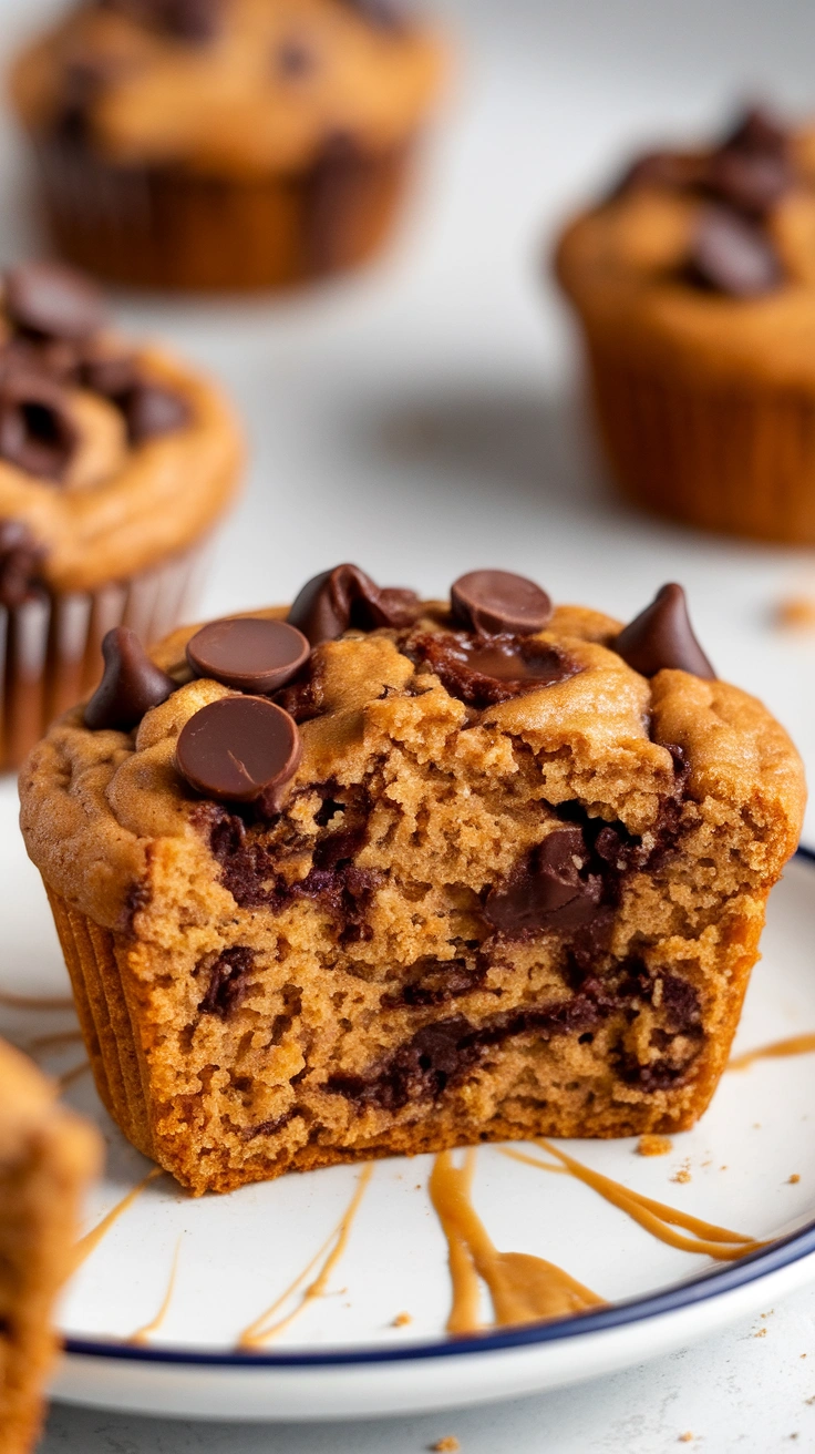 Flourless Peanut Butter Chocolate Chip Muffins