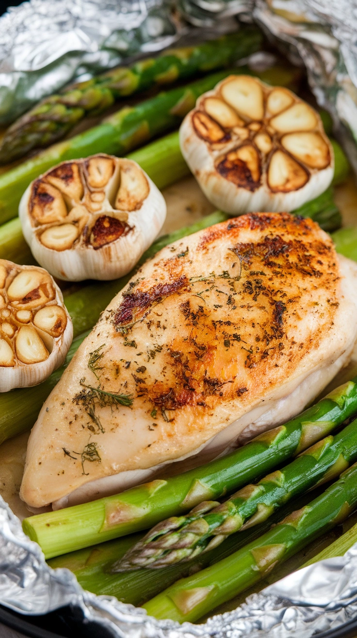 Garlic Asparagus Chicken Breast Foil Packets