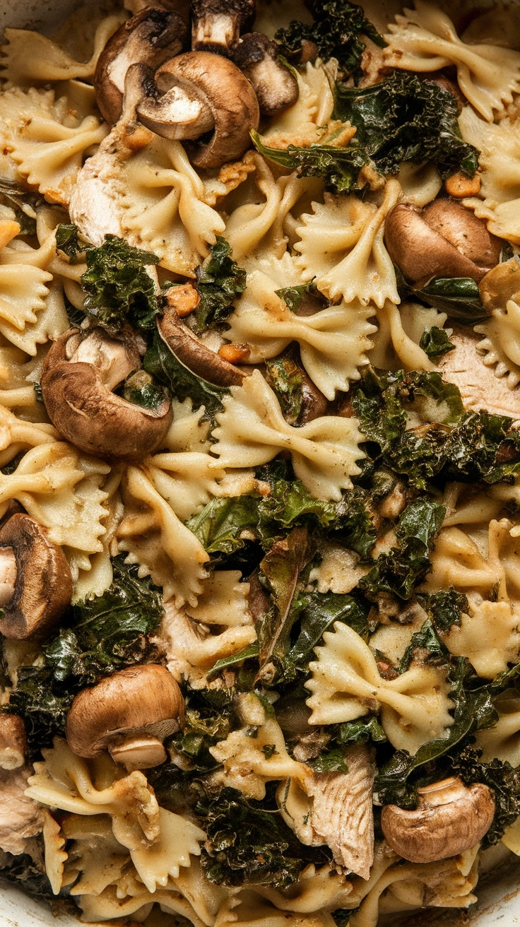 Garlic Mushroom and Kale Chicken Bowties