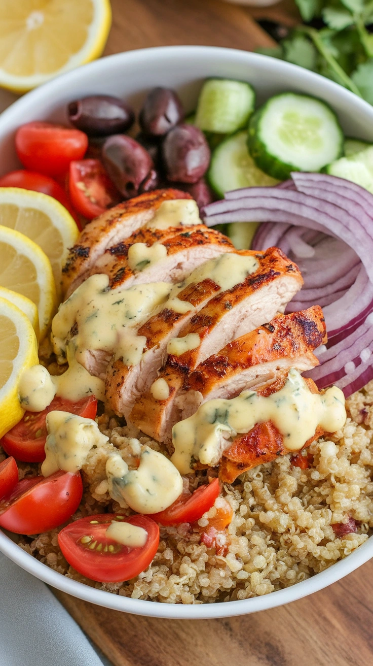 Greek Lemon Chicken Quinoa Bowl
