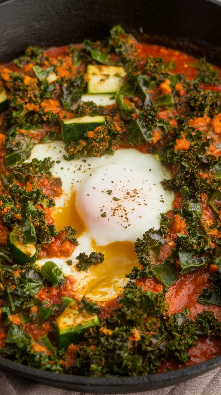 Green Shakshuka with Kale and Zucchini