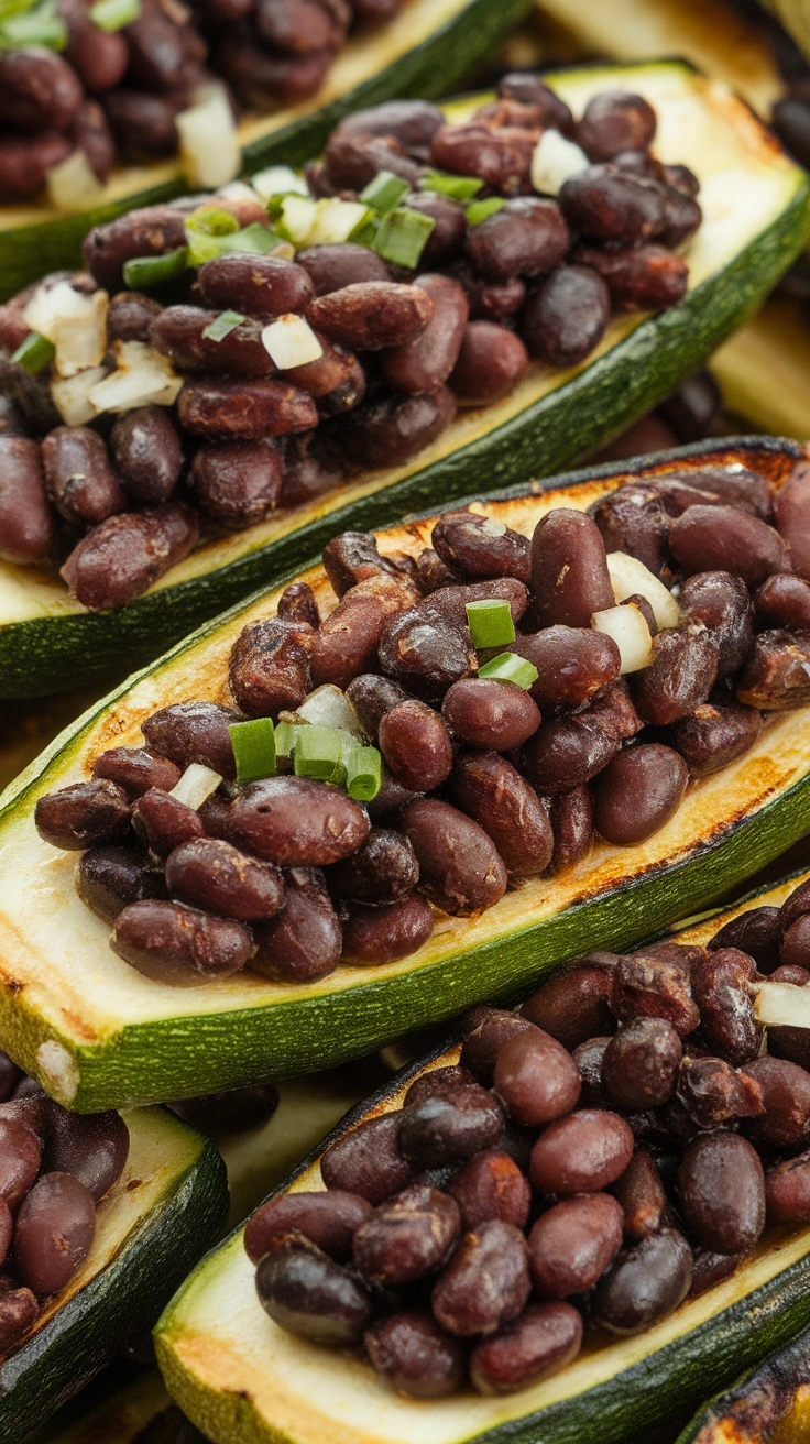 Grilled Zucchini Boats with Black Beans