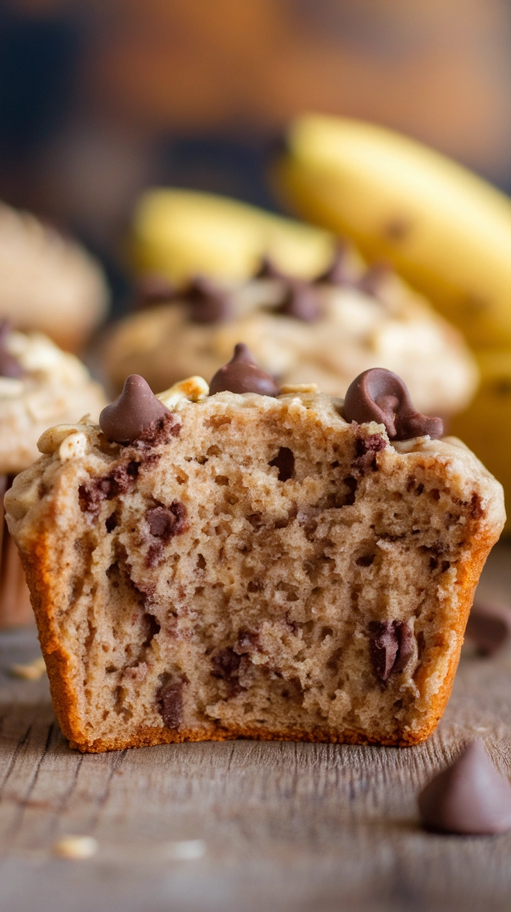 Healthy Banana Oat Chocolate Chip Muffins