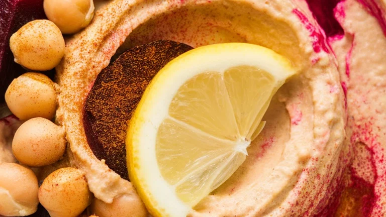 Lemon Garlic Beet Hummus - Featured