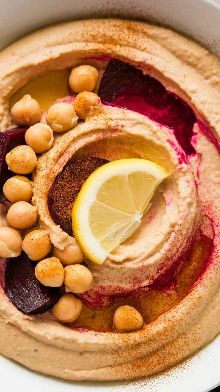 Lemon Garlic Beet Hummus