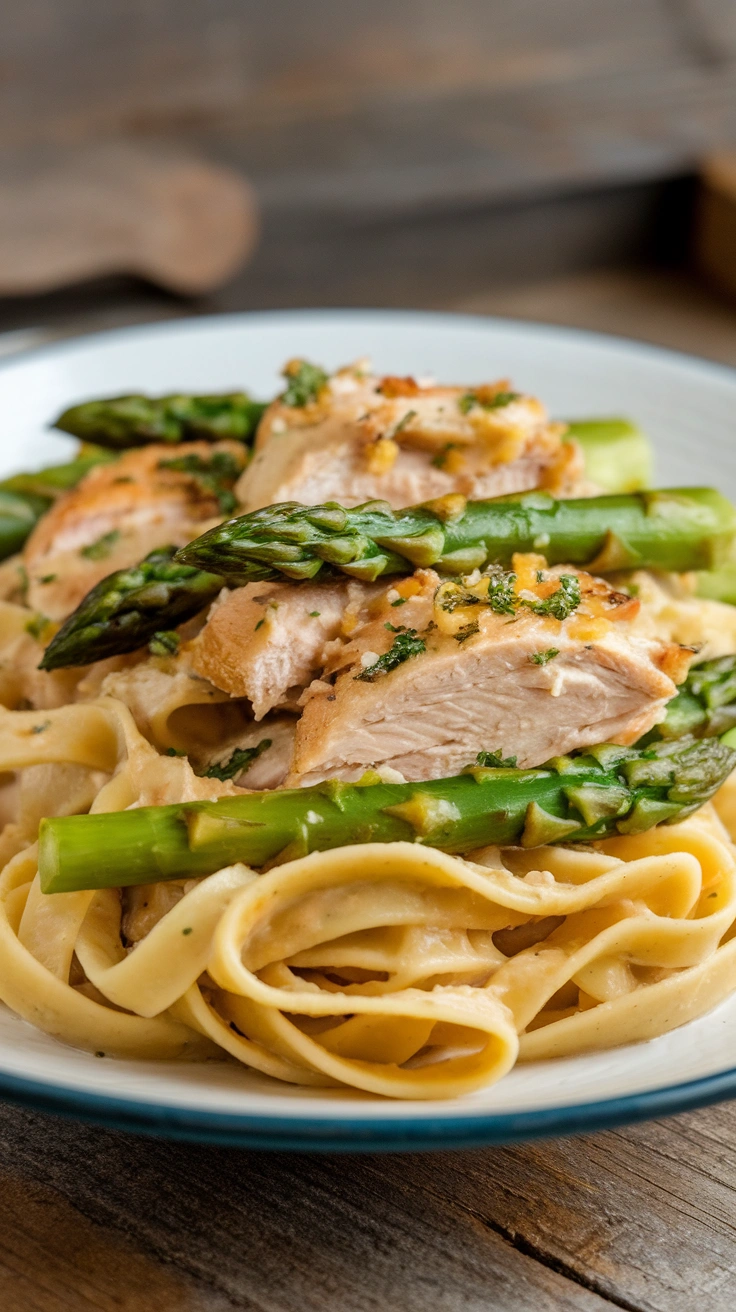 Lemon Garlic Chicken and Asparagus Linguine