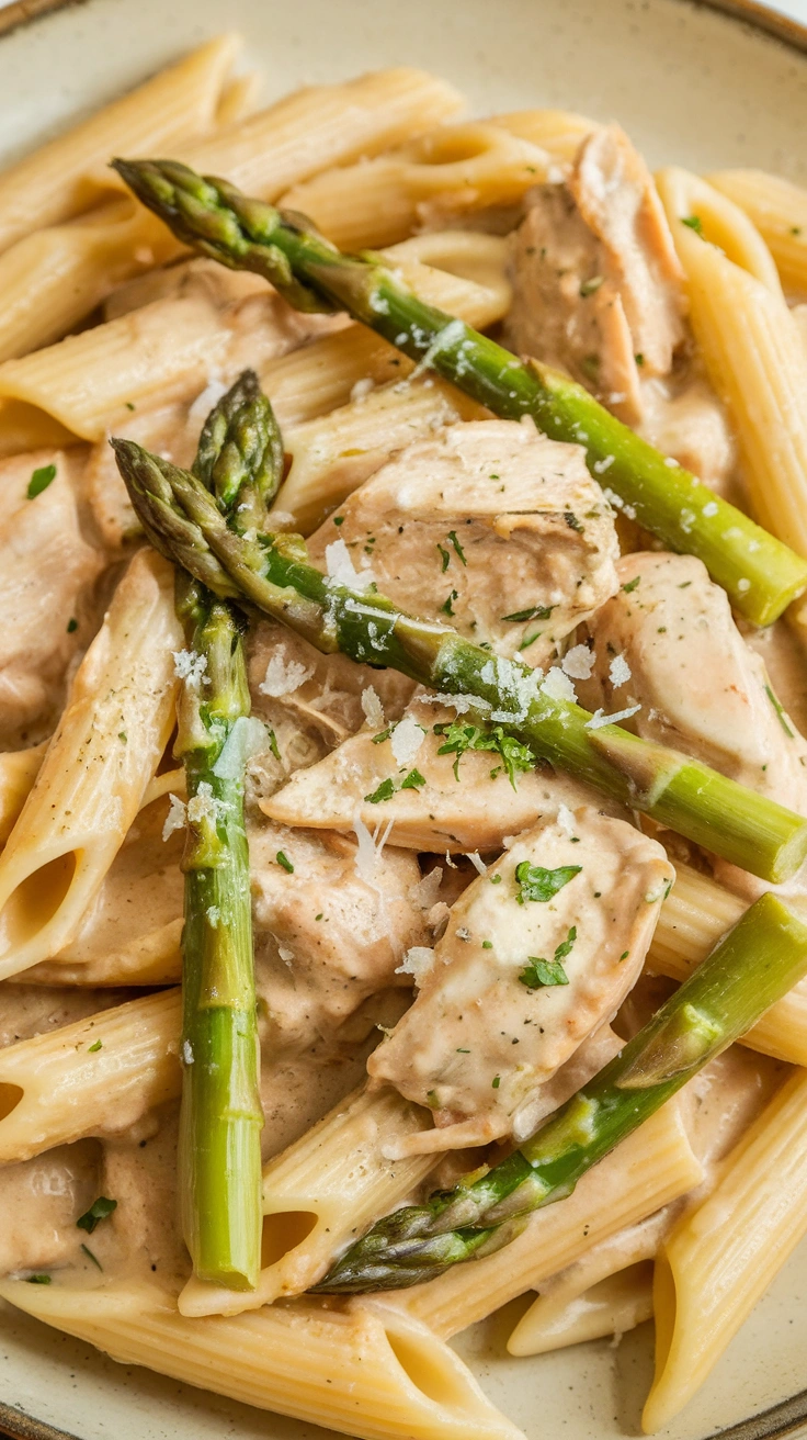 Lemon Garlic Chicken and Asparagus Penne