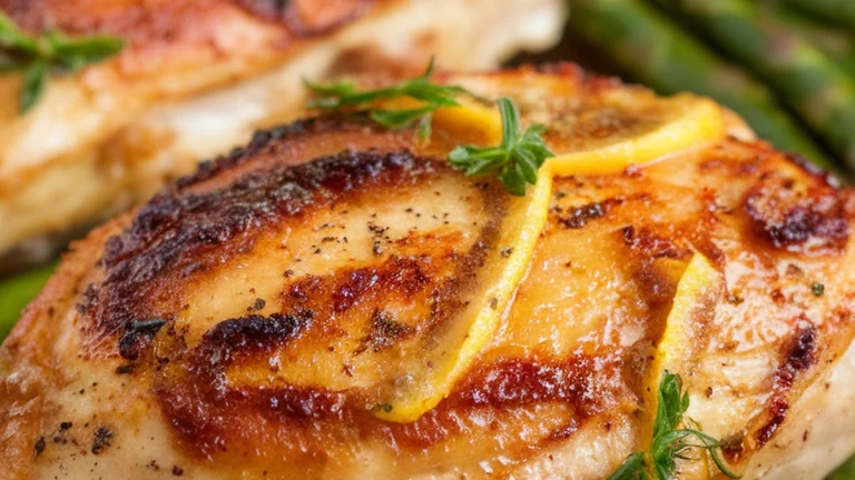 Lemon Garlic Skillet Chicken with Asparagus - Featured