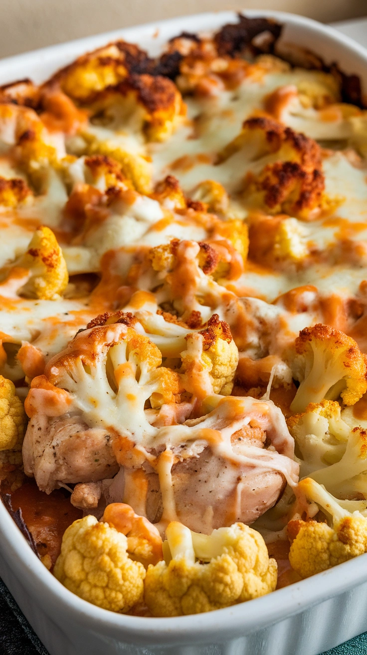 Low-Carb Buffalo Chicken and Cauliflower Casserole