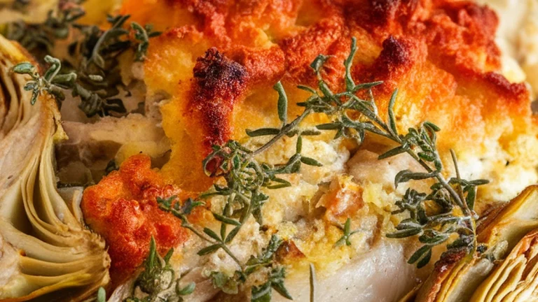 Mediterranean Artichoke and Chicken Casserole - Featured