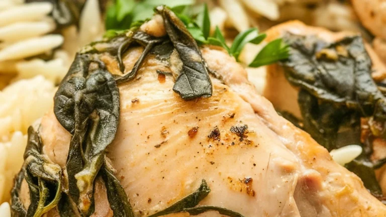 Mediterranean Chicken and Spinach Orzo - Featured