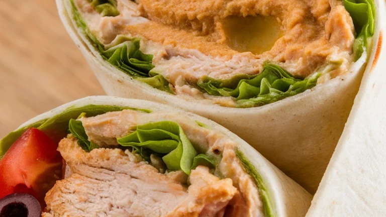 Mediterranean Hummus Chicken Wrap - Featured