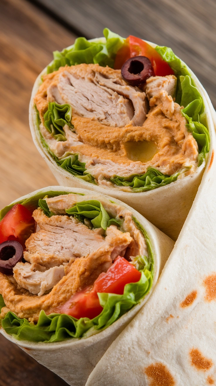 Mediterranean Hummus Chicken Wrap