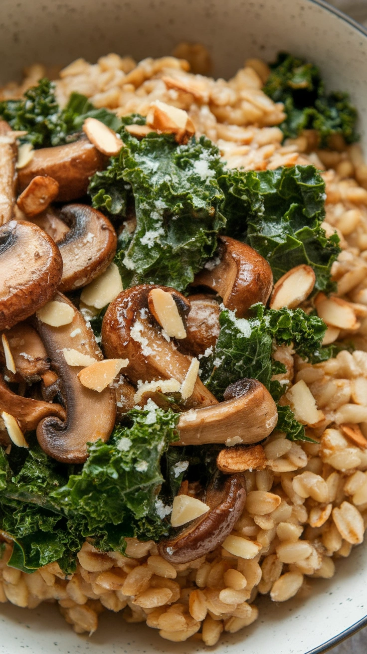 Mushroom and Kale Farro Bowl