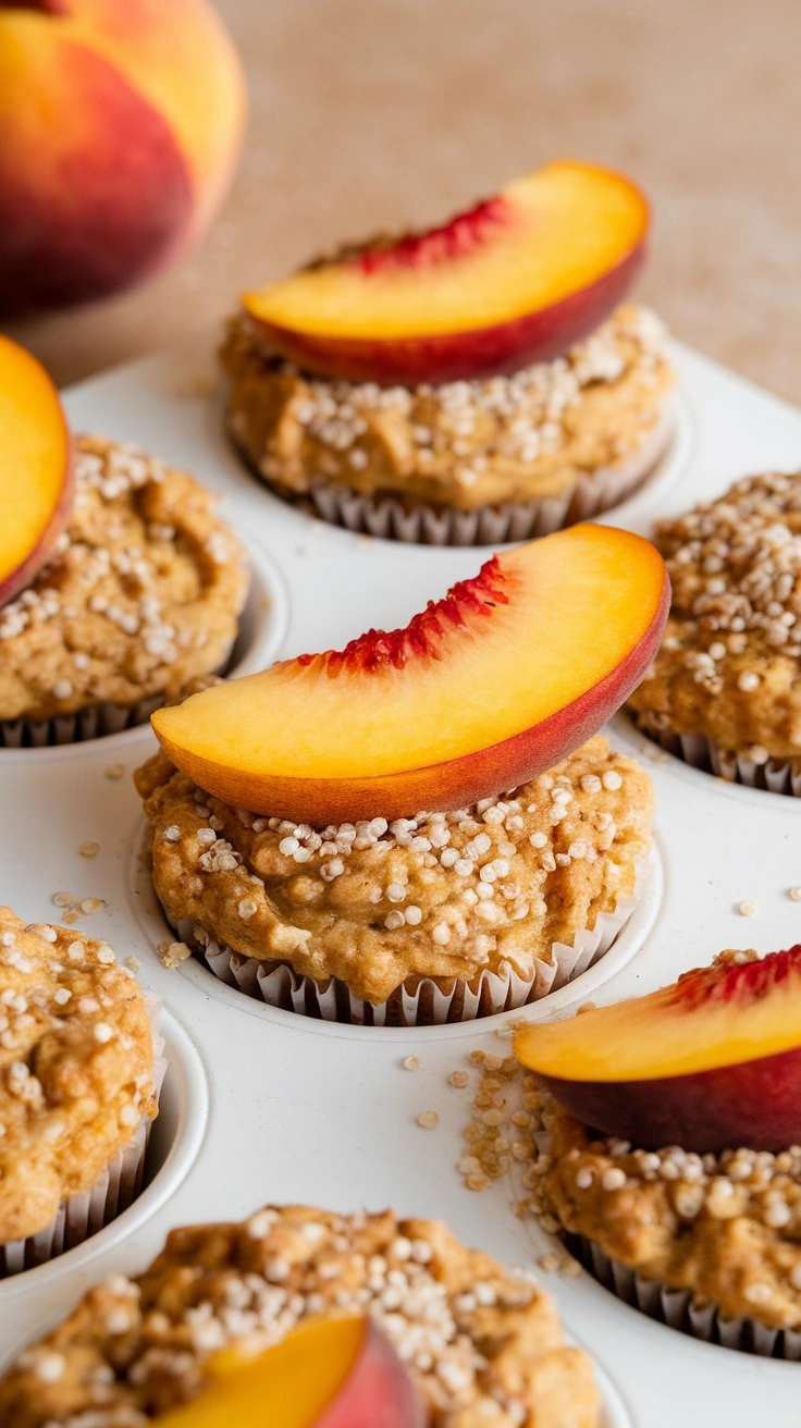 Peach Ginger Quinoa Muffins