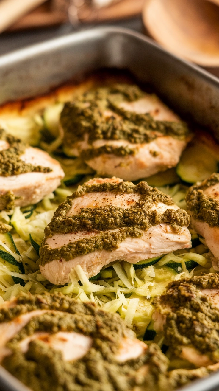 Pesto Zucchini and Chicken Casserole