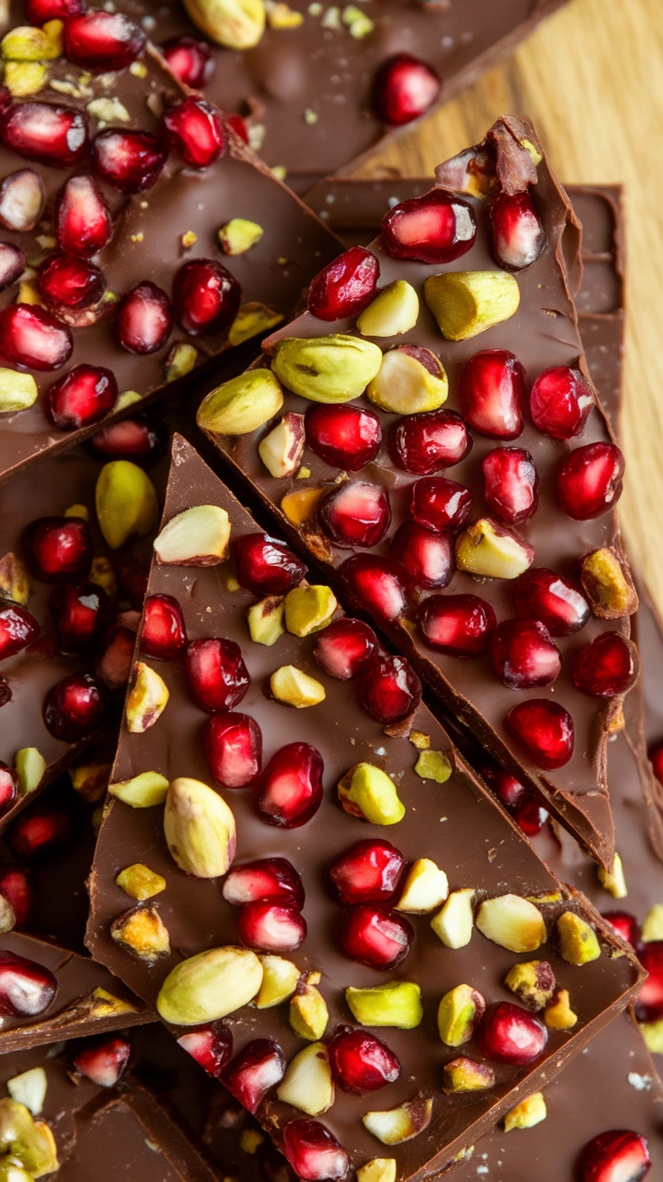 Pomegranate and Pistachio Chocolate Bark