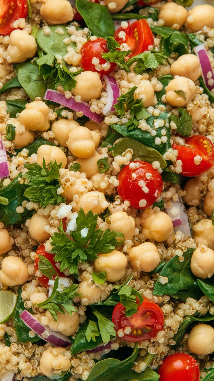 Quinoa and Spinach Power Chickpea Salad