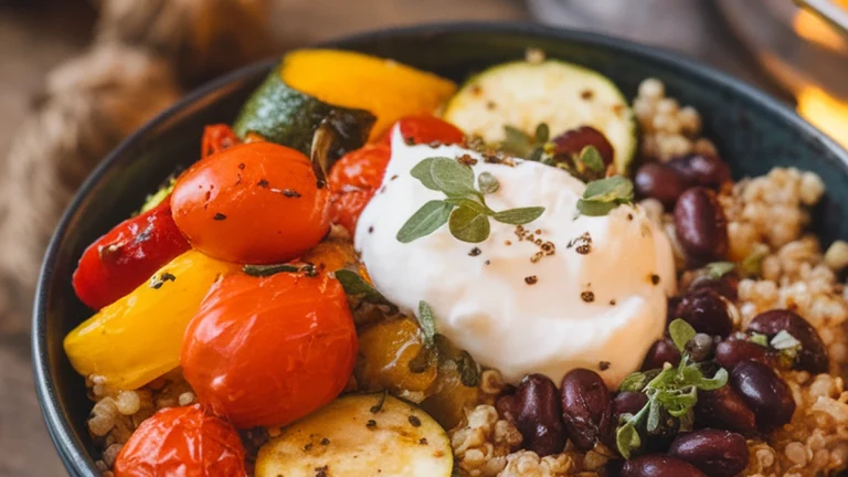 Quinoa Breakfast Bowl with Roasted Vegetables - Featured