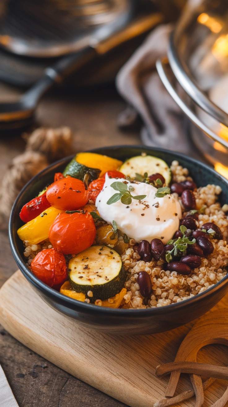 Quinoa Breakfast Bowl with Roasted Vegetables