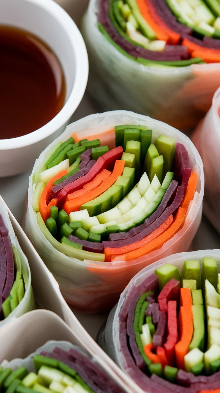 Rainbow Veggie Summer Roll Bento