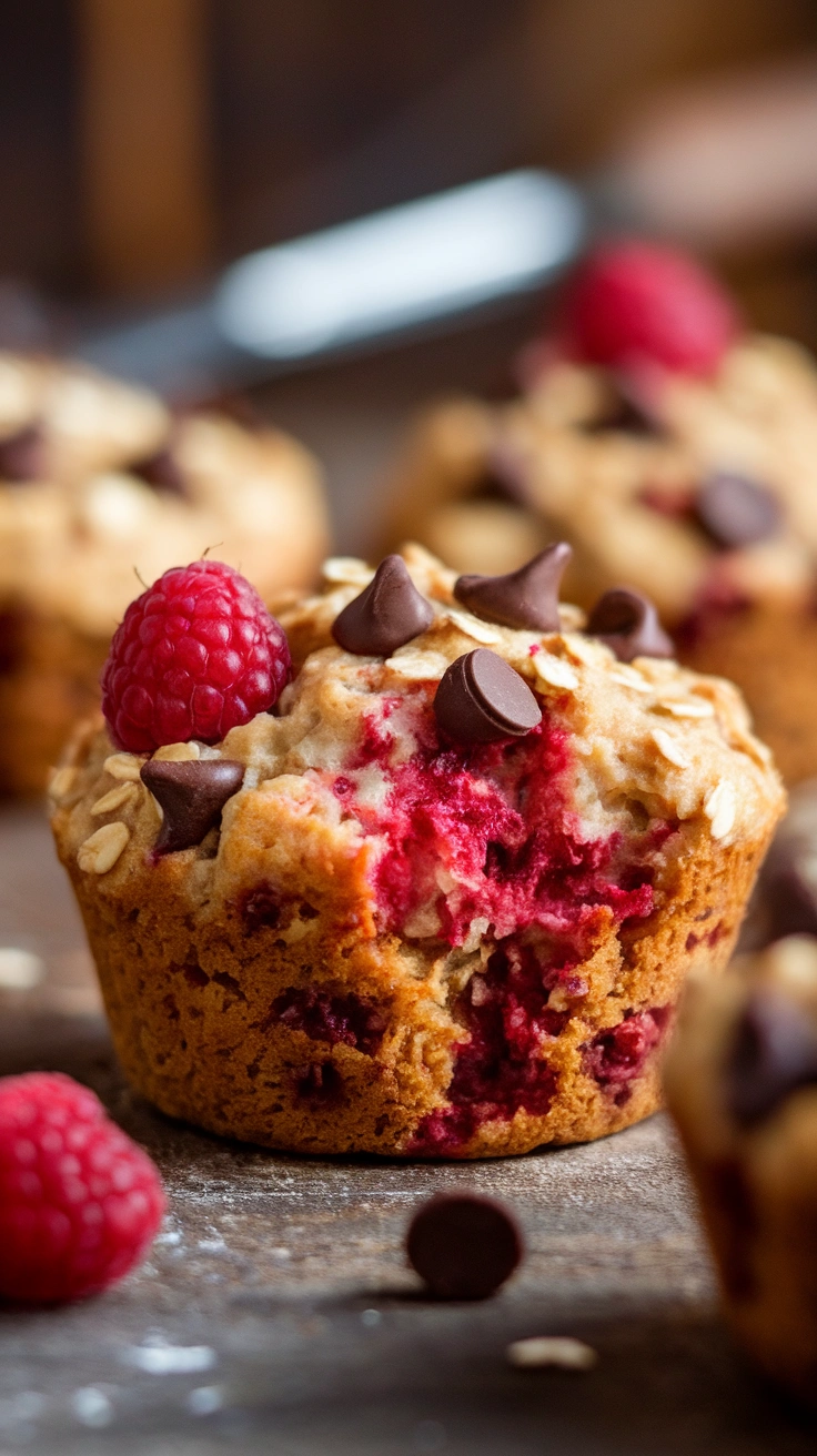 Raspberry Chocolate Chip Oatmeal Muffins