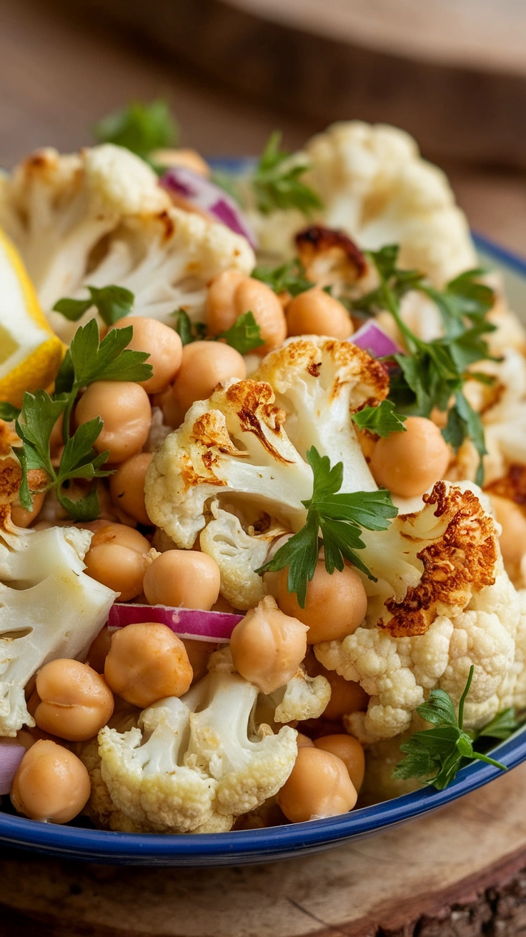 Roasted Cauliflower and Chickpea Salad