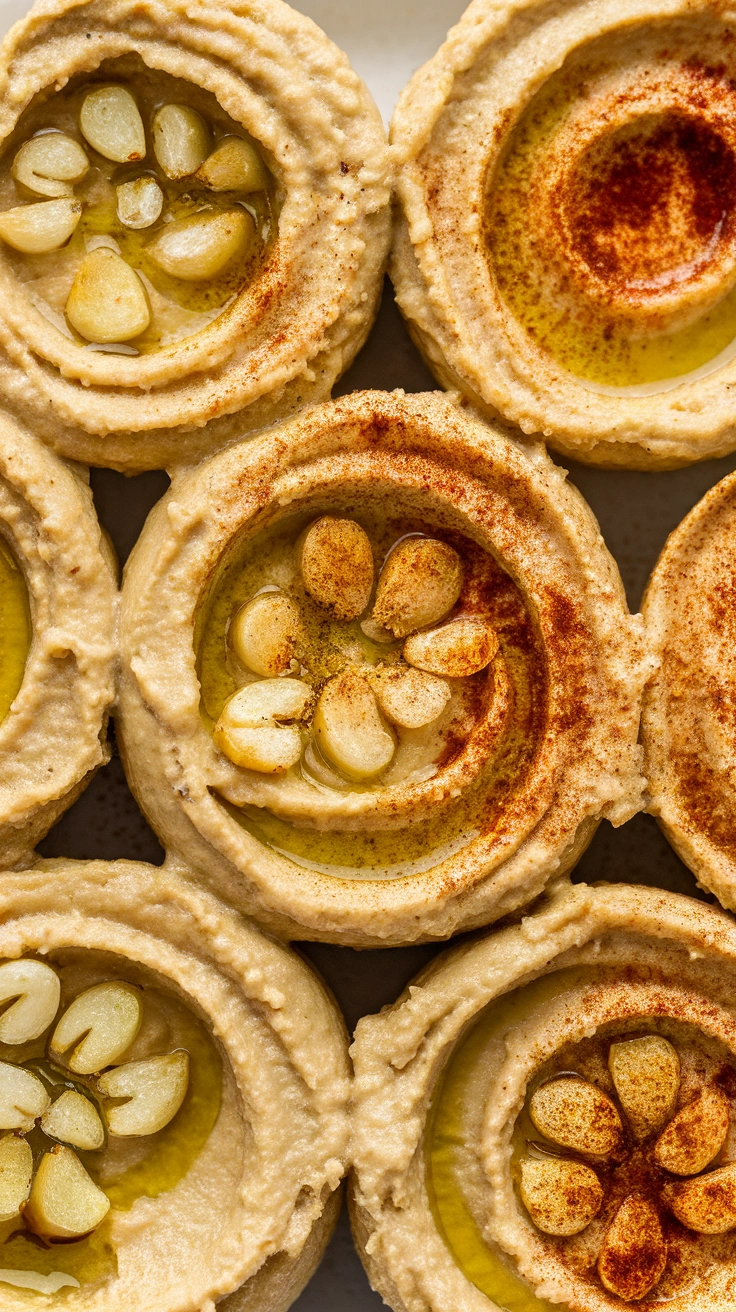 Roasted Garlic Hummus Cups