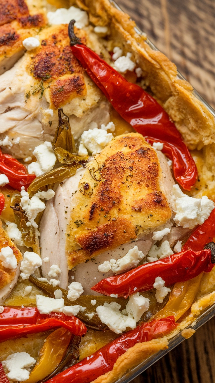 Roasted Red Pepper and Feta Chicken Casserole