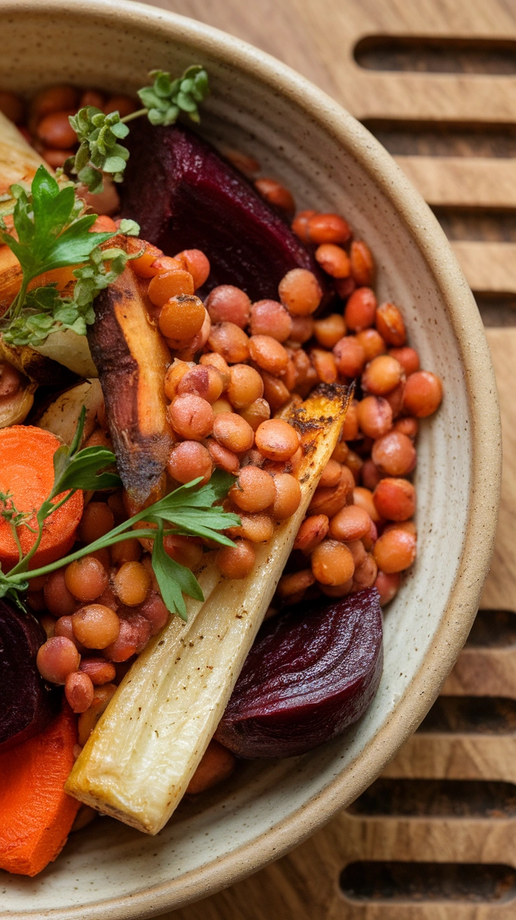 Roasted Root Vegetable & Lentil Bowl