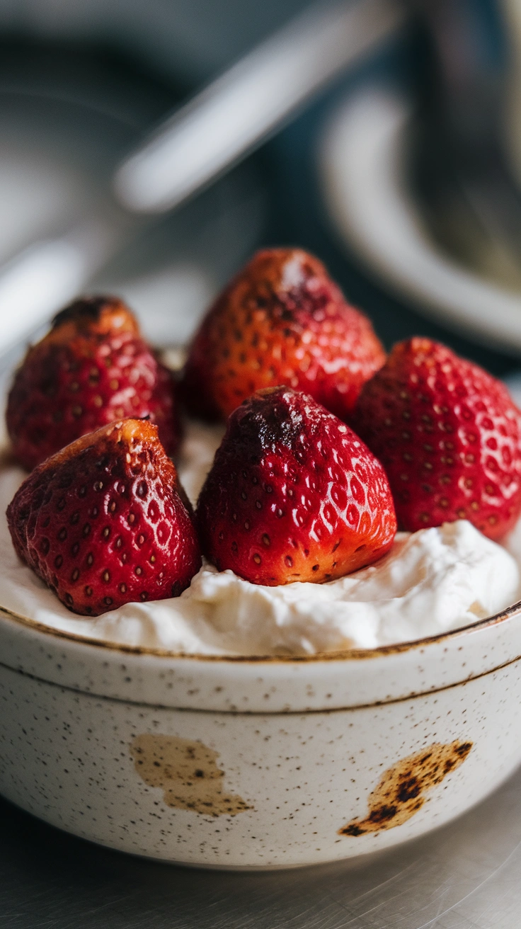 Roasted Strawberry Cottage Cheese Bowl