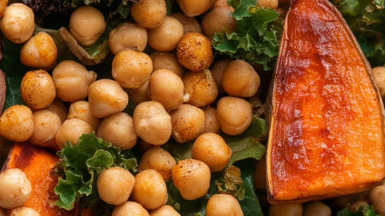 Roasted Sweet Potato and Kale Chickpea Salad - Featured
