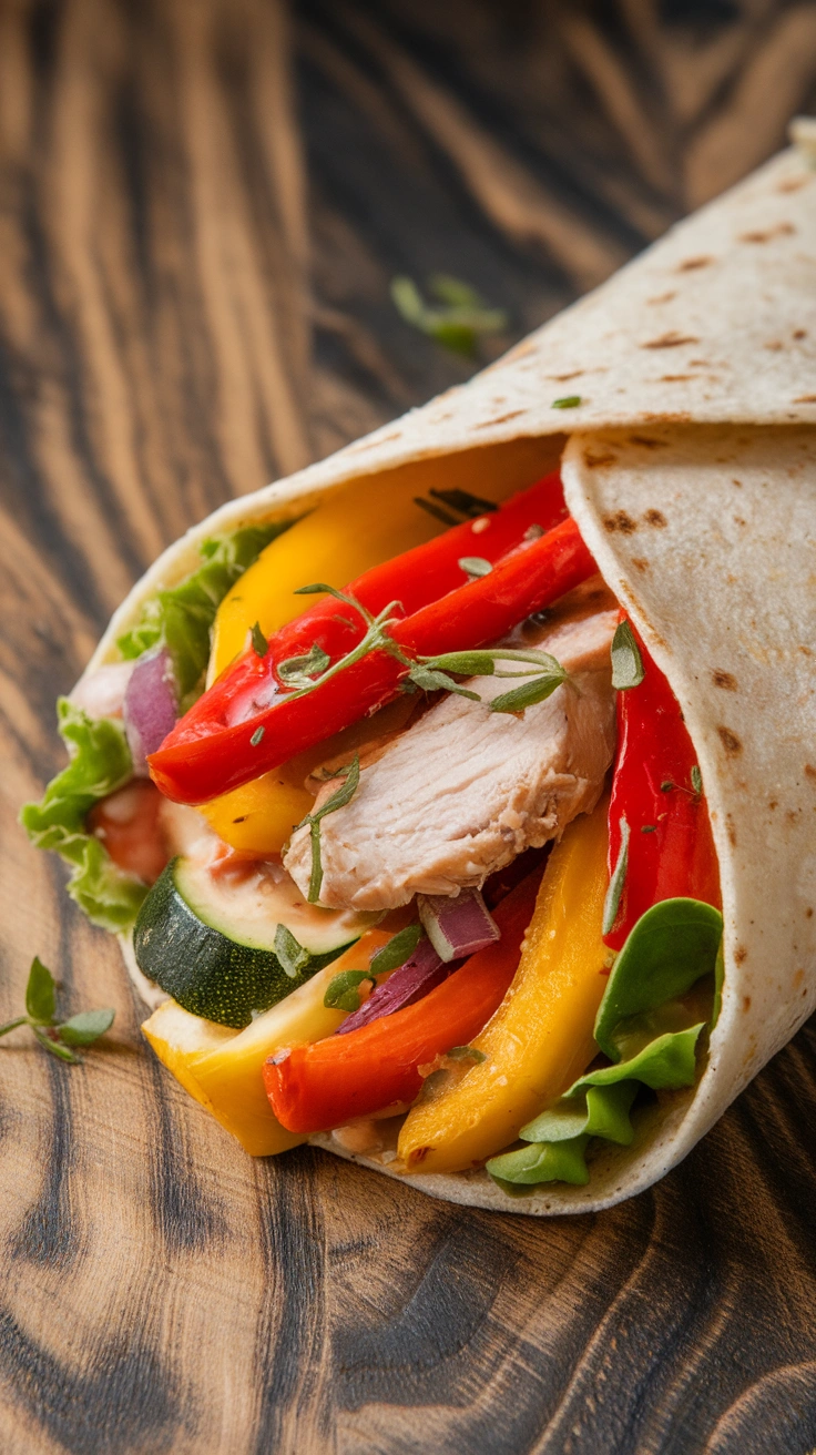 Roasted Veggie and Chicken Power Wrap