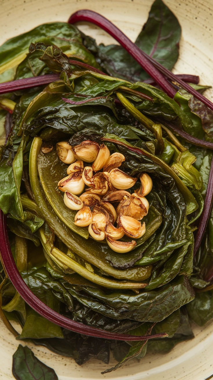 Saut&eacute;ed Beet Greens with Garlic