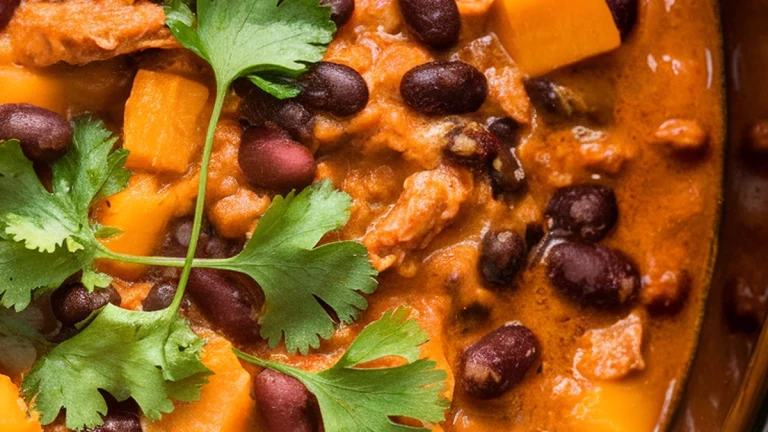 Slow Cooker Butternut Squash and Turkey Chili - Featured