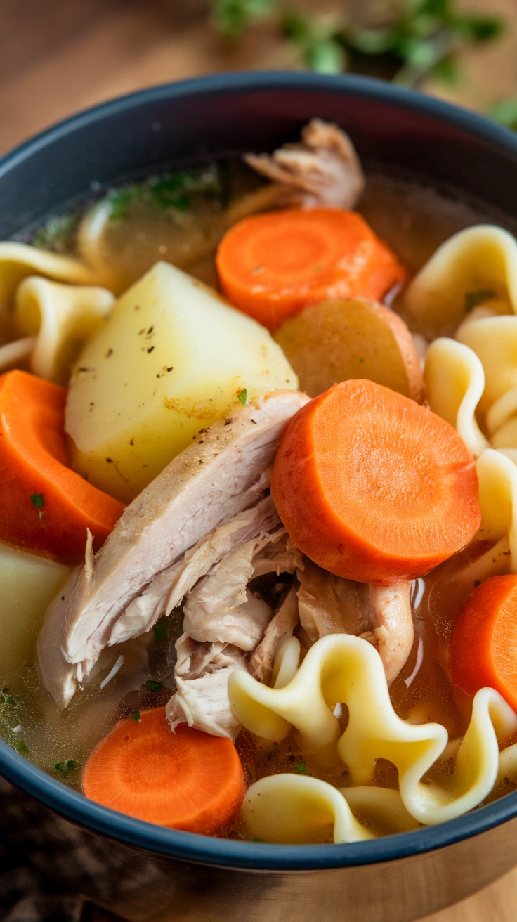 Slow Cooker Root Vegetable Chicken Noodle Soup