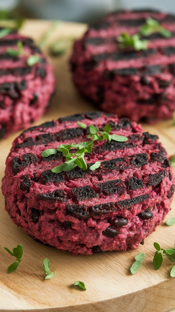 Smoky Black Bean and Beet Burgers
