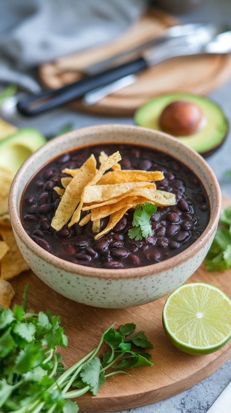 Smoky Black Bean Tortilla Soup
